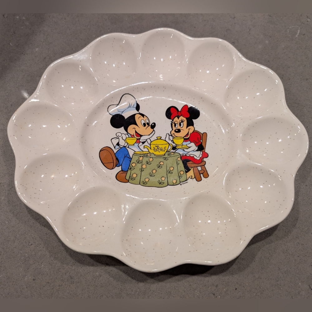 Vintage Disney Deviled Egg Platter Mickey and Minnie Treasure Craft USA